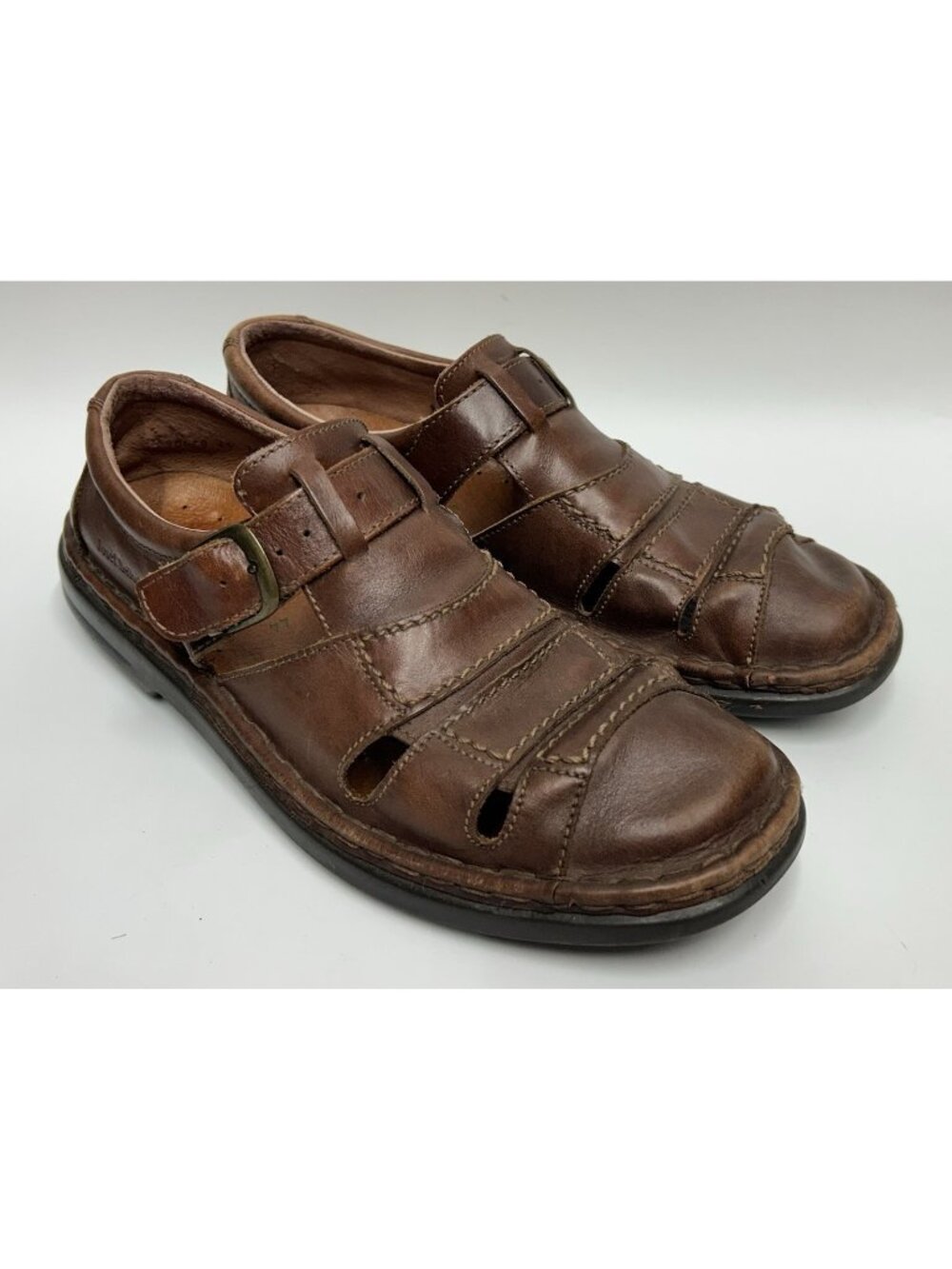Josef Seibel Fisherman Sandals Men Sz EU 44/US (10.5-11) Brown Leather Office